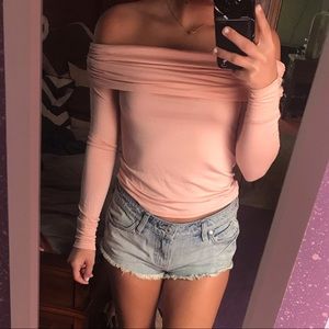 Forever21 light pink off the shoulder top